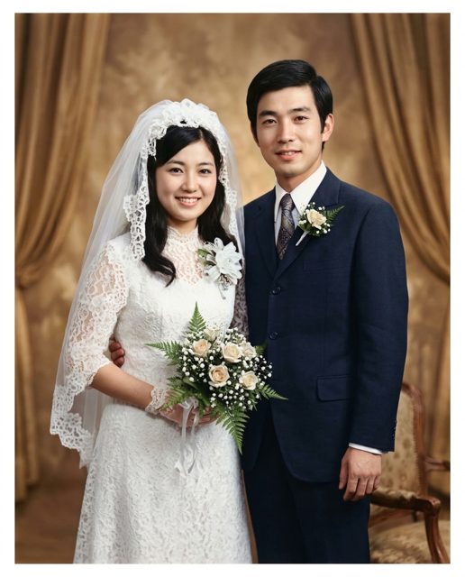カラーにした結婚写真