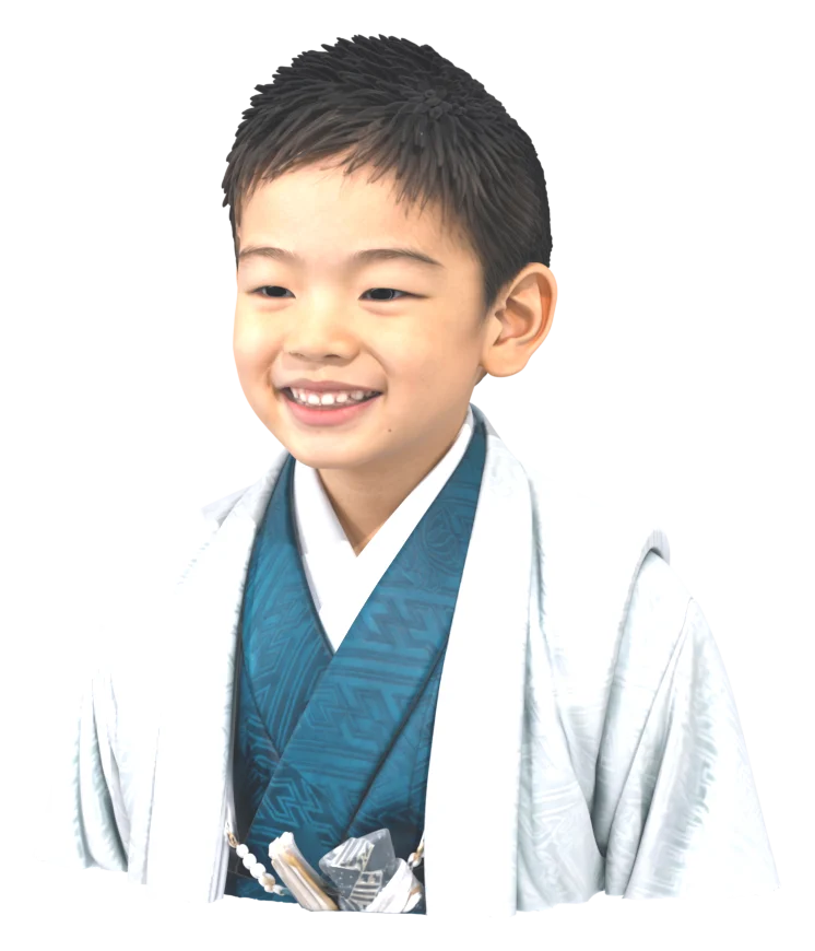 羽織袴の男の子の胸像の3Dモデル