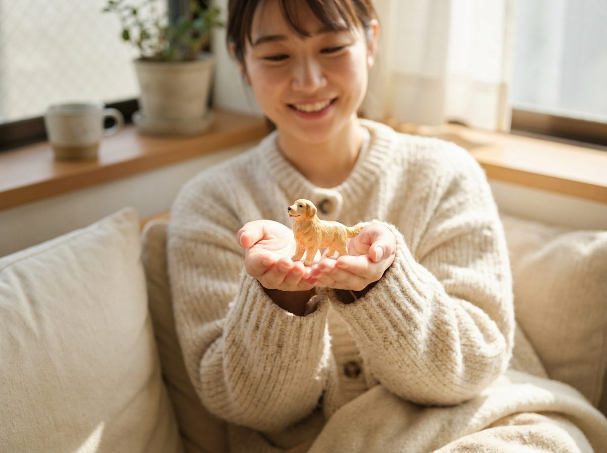 手のひらにのせた、うちのこのフィギュア