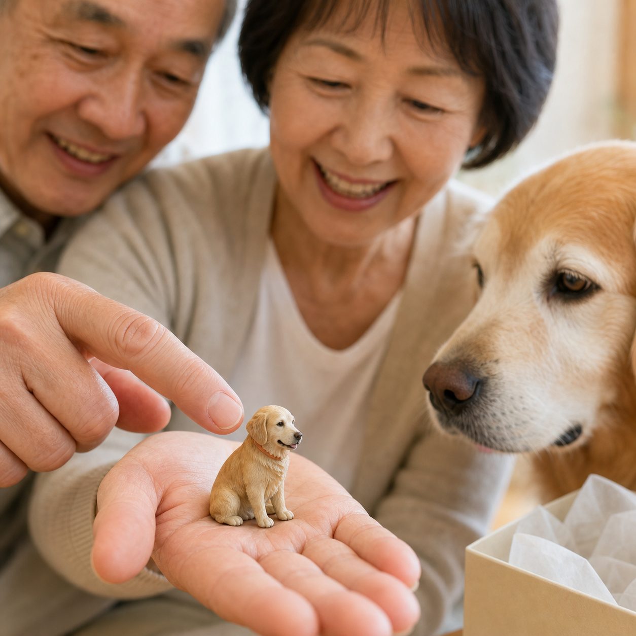 箱に入ったフィギュアを受け取る様子